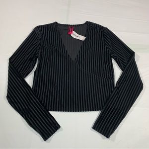 La Senza Womens Top long sleeve Blouse Stripe black size Medium NWT